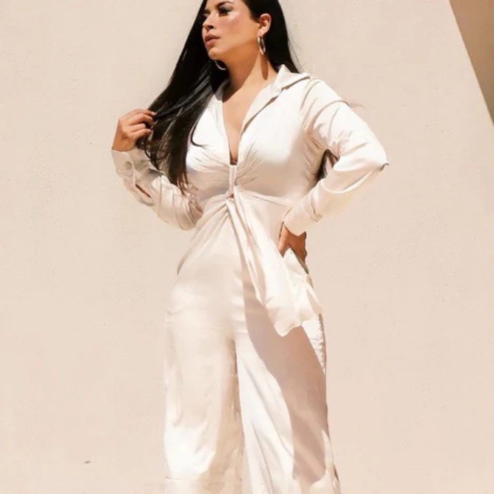 Fabulosity Stretch Satin Jumpsuit - Champagne